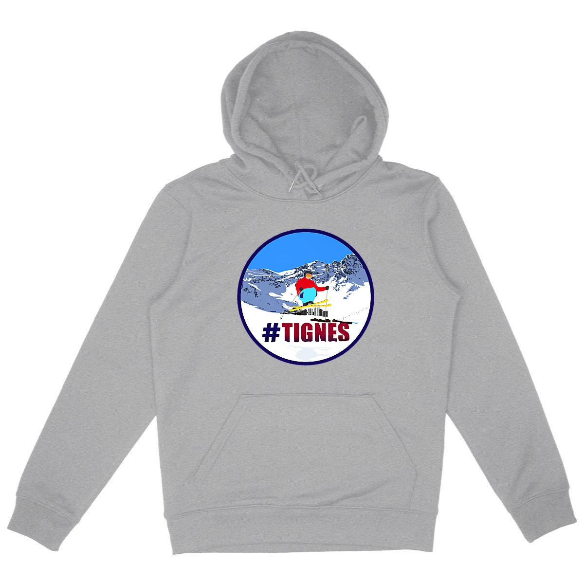 Sweatshirt à capuche Homme - Poche kangourou - Coton BIO - Tignes Ski H