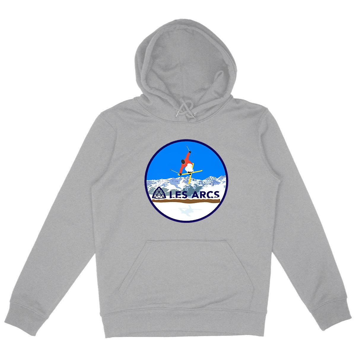 Sweatshirt à capuche Homme - Poche kangourou - Coton BIO - Les Arcs Ski H