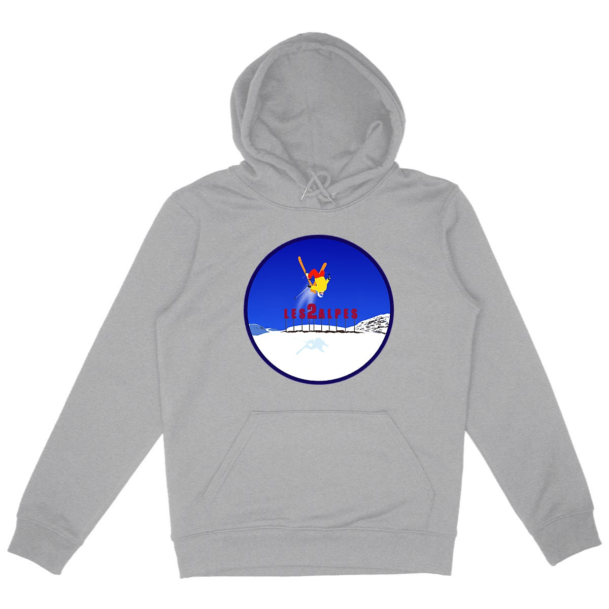 Sweatshirt à capuche Homme - Poche kangourou - Coton BIO - Les 2 Alpes Ski H