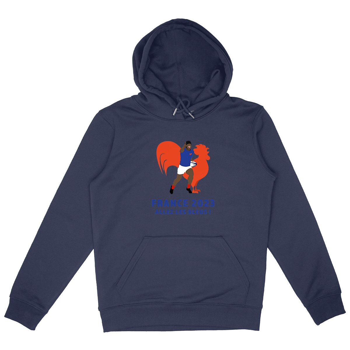 Sweatshirt à capuche Homme - Poche Kangourou - Coton BIO - Allez les bleus