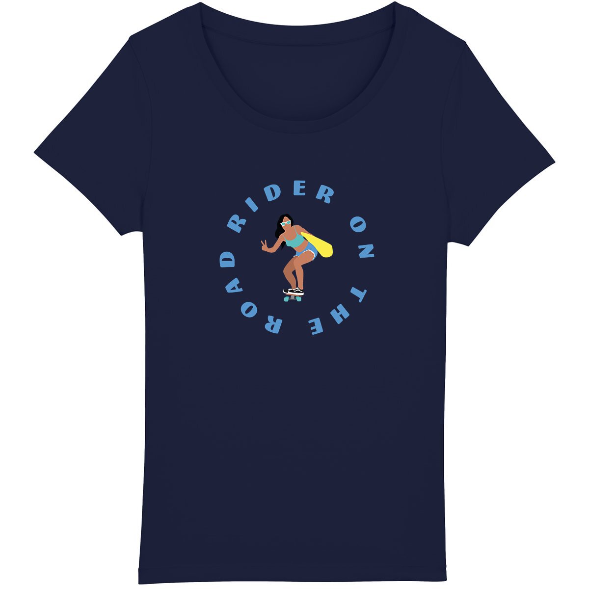 T-shirt Femme - Coupe Classique - 100% Coton BIO - Rider on the road