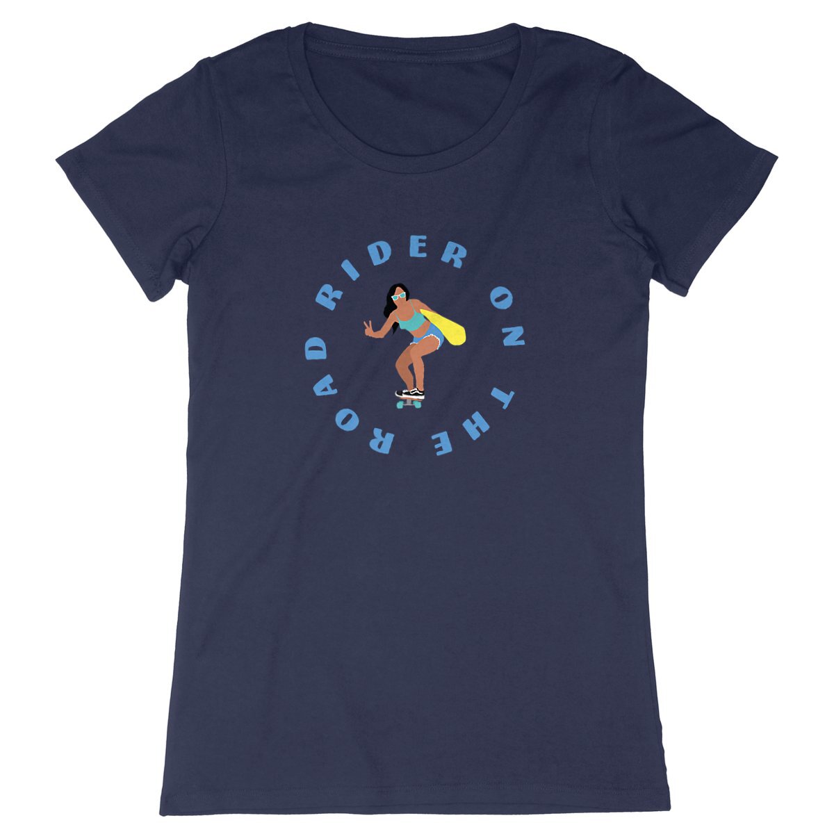 T-shirt Femme - Coupe cintrée - 100% Coton BIO - Rider on the road