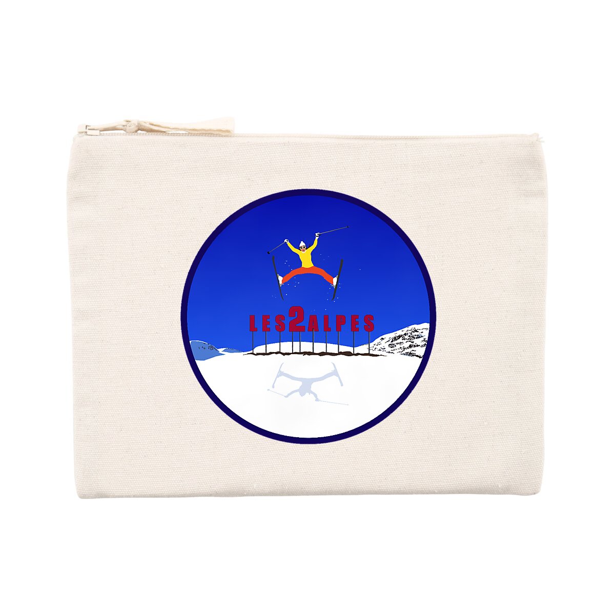 Pochette zippée - Coton recyclé - Les 2 Alpes Ski W
