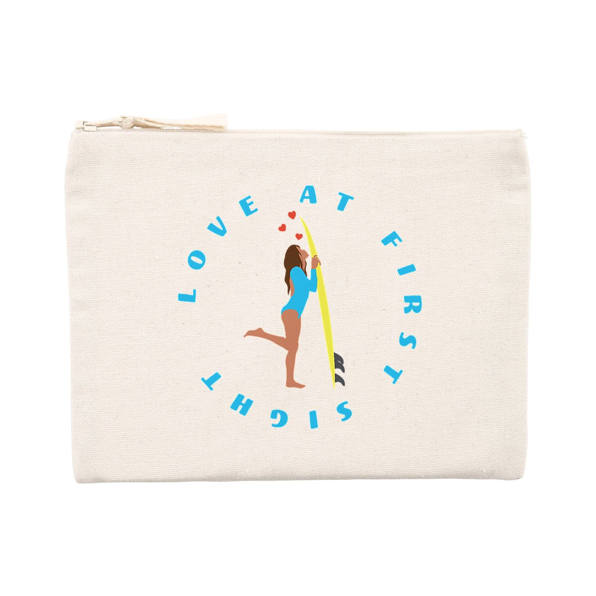 Pochette zippée - Coton recyclé - 21,5 x 16 cm - Love at first sight"