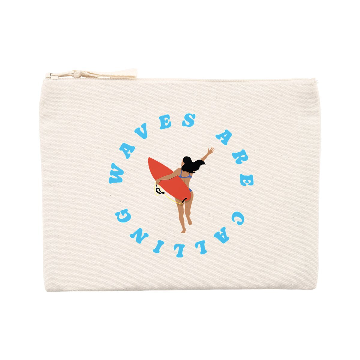 Pochette zippée - Coton recyclé - 21,5 x 16 cm - Waves are Calling"
