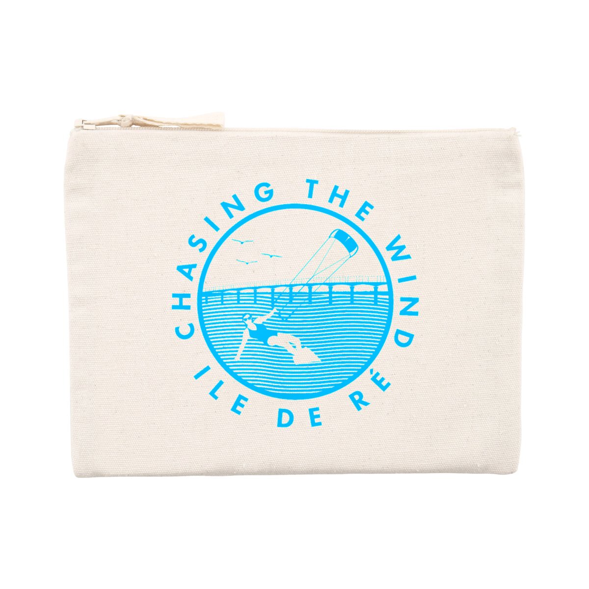 Pochette zippée - Coton recyclé - Chasing the wind kitesurf w
