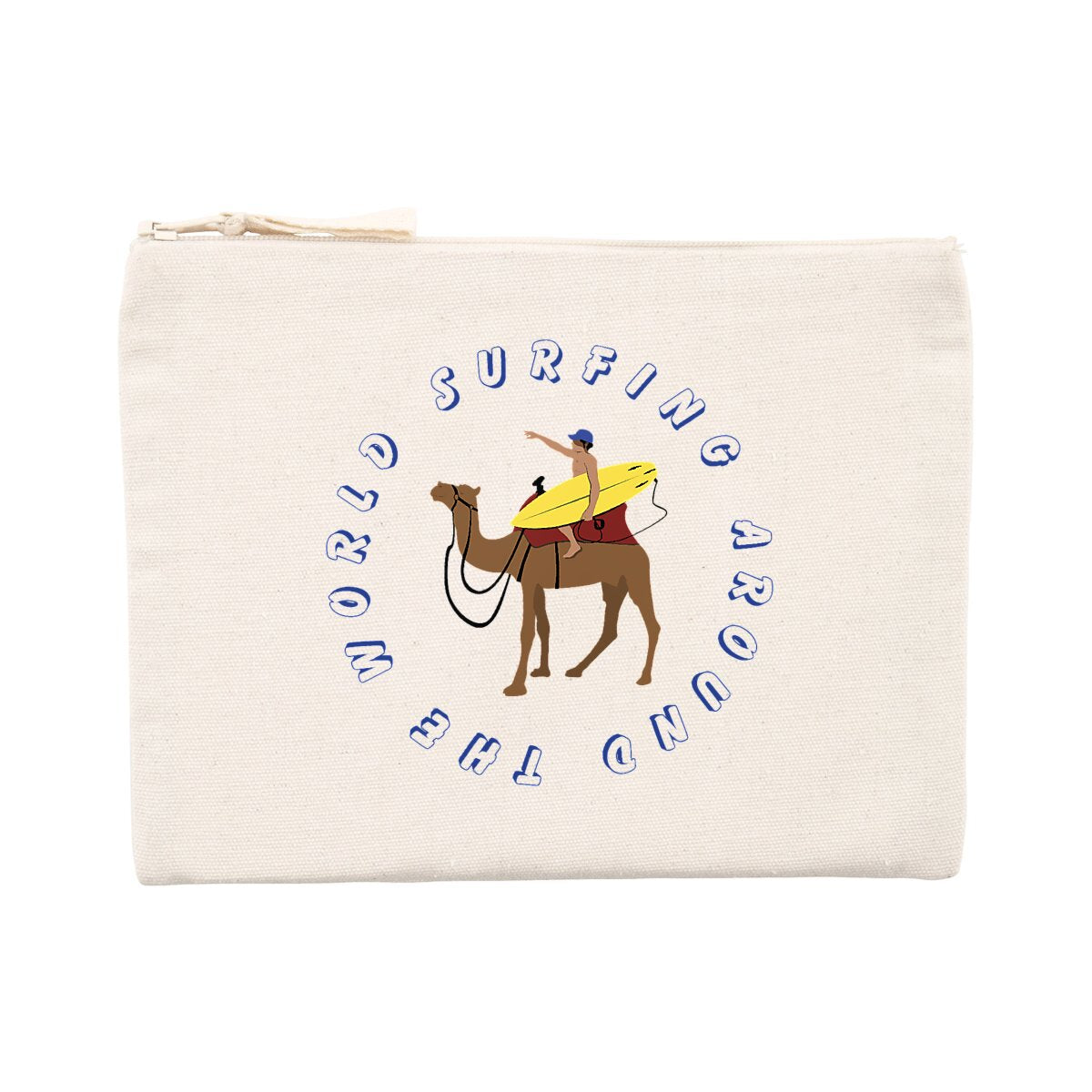 Pochette zippée - Coton recyclé - 21,5 x 16 cm - Surfing around the world