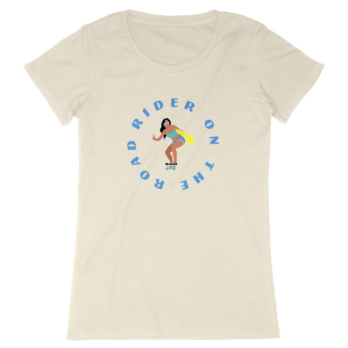 T-shirt Femme - Coupe cintrée - 100% Coton BIO - Rider on the road