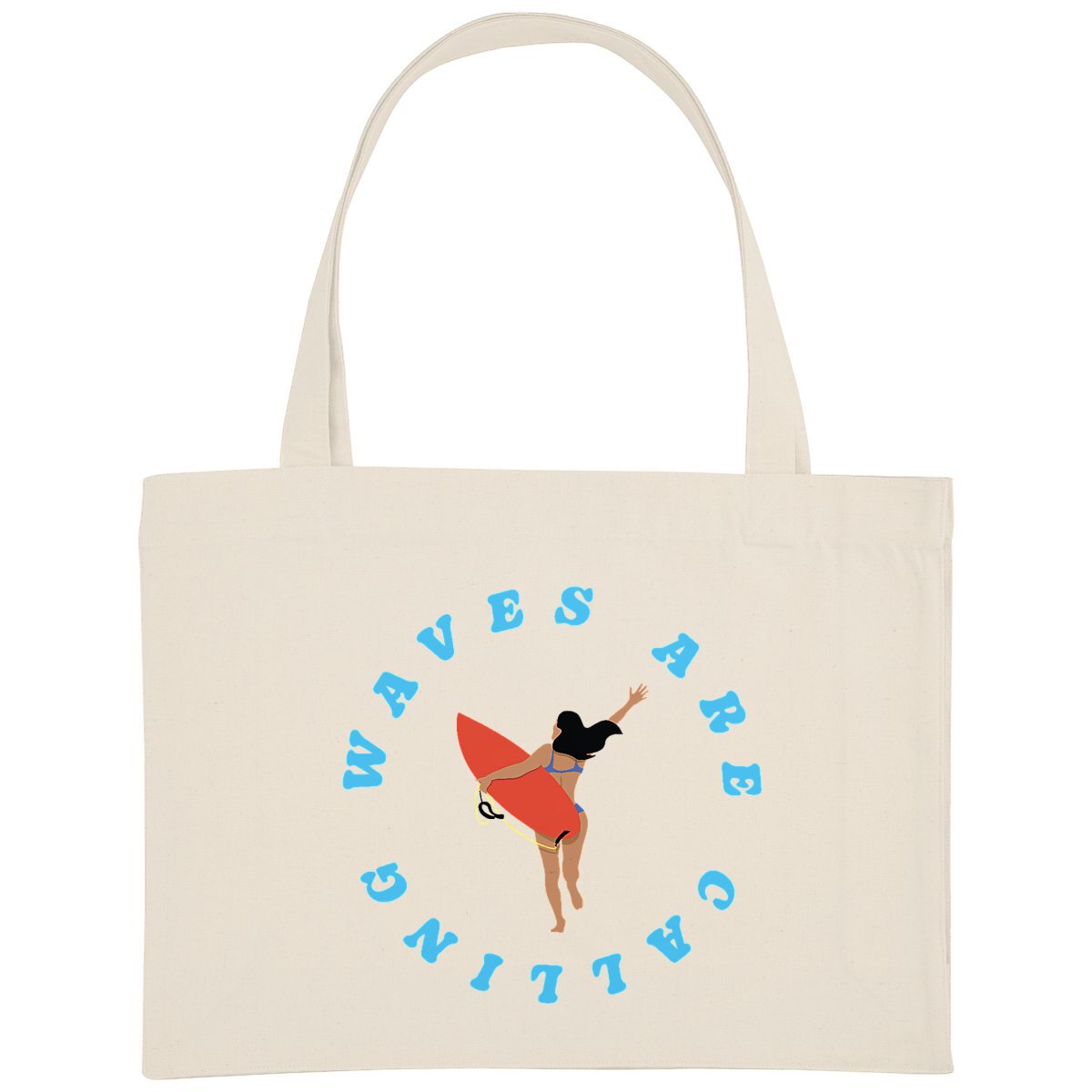 Grand Shopping bag - Épais - Coton recyclé - 49 x 37 cm - Waves are calling