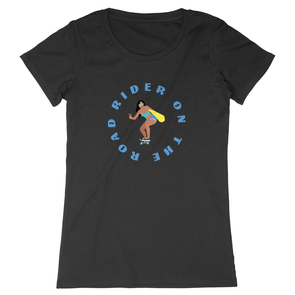 T-shirt Femme - Coupe cintrée - 100% Coton BIO - Rider on the road