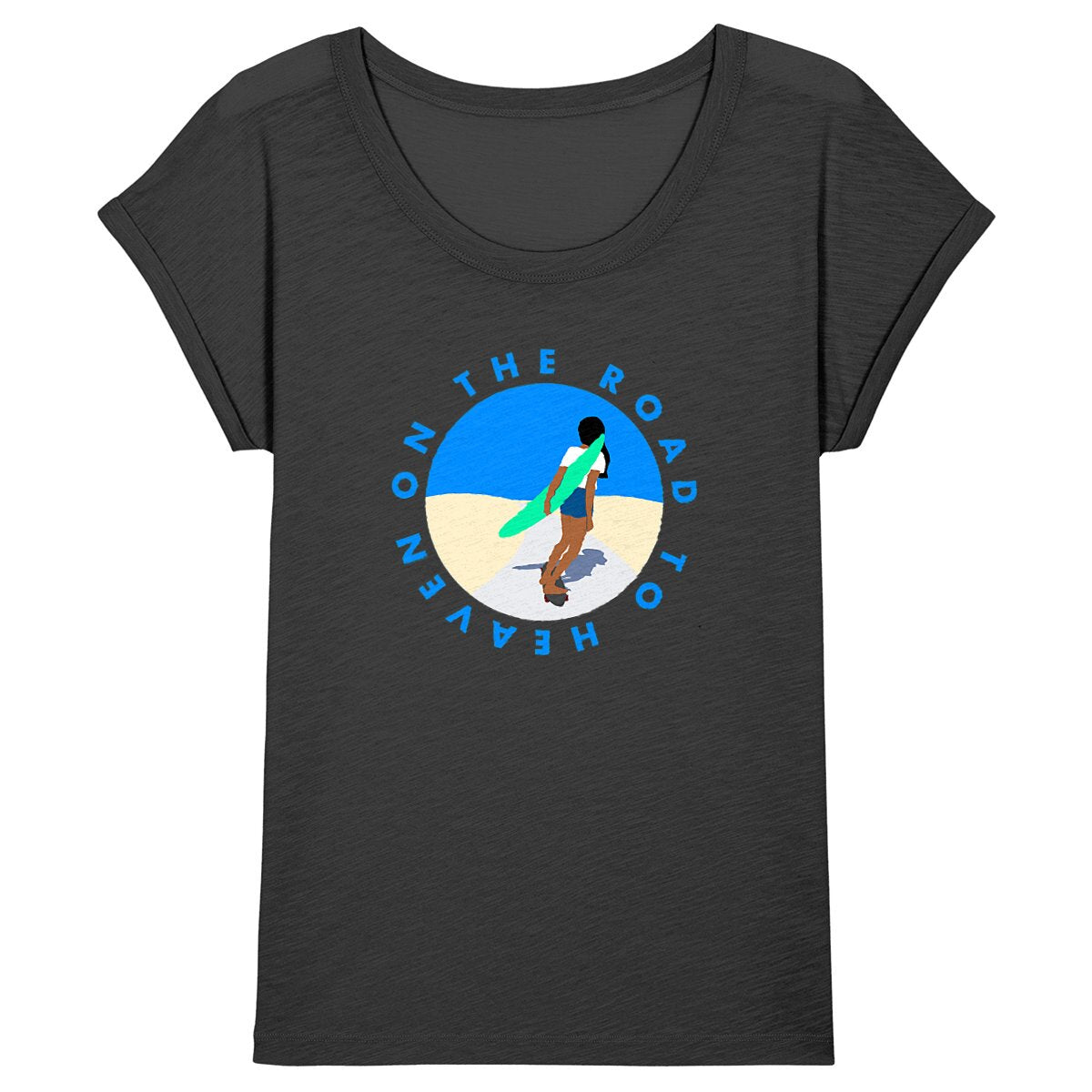 T-shirt Femme - Manches retroussées - 100% coton BIO -