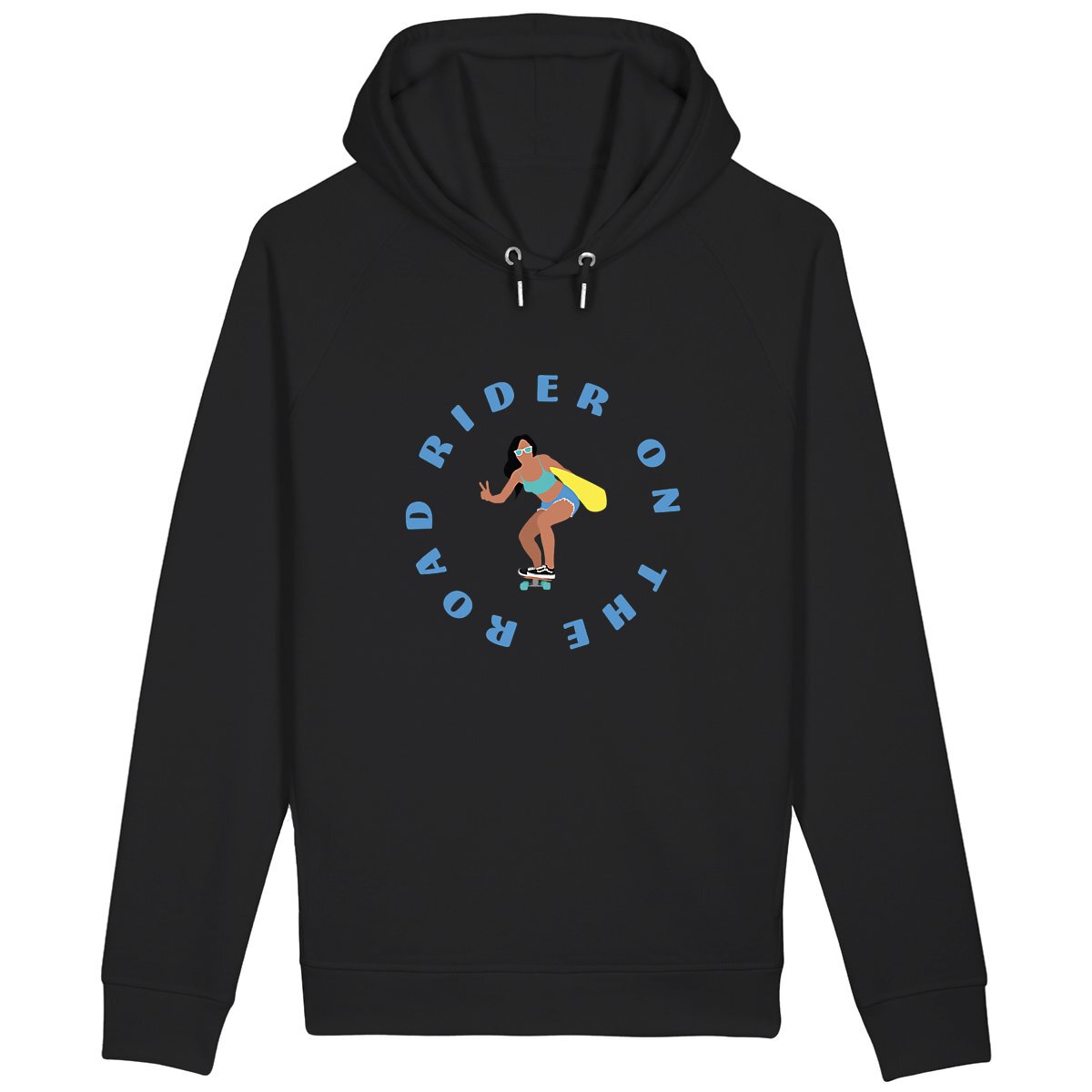 Sweatshirt à capuche Femme - Poches latérales - Coton BIO - Rider on the road