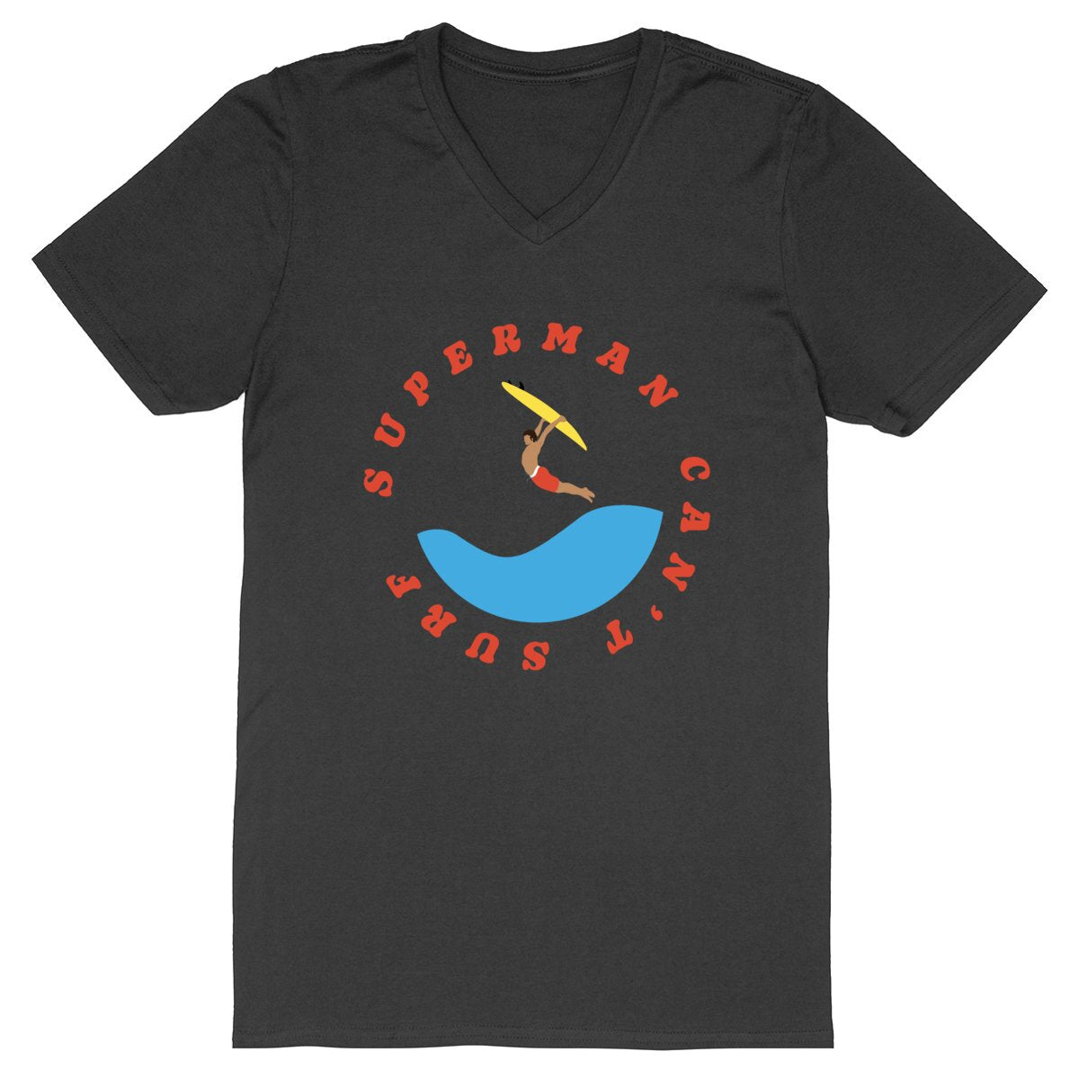 T-shirt Homme - Col V - 100 % coton BIO - Superman can't surf