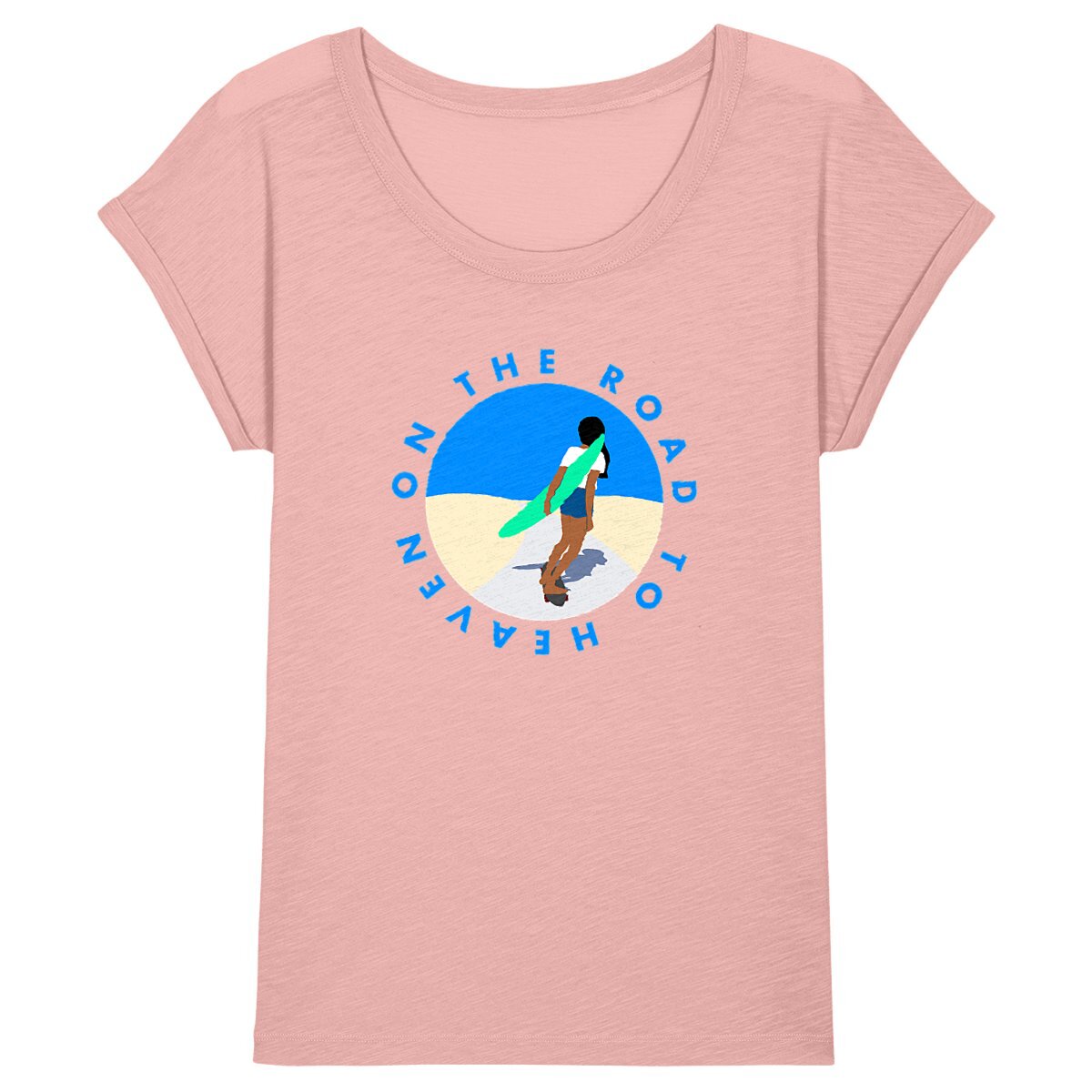 T-shirt Femme - Manches retroussées - 100% coton BIO -