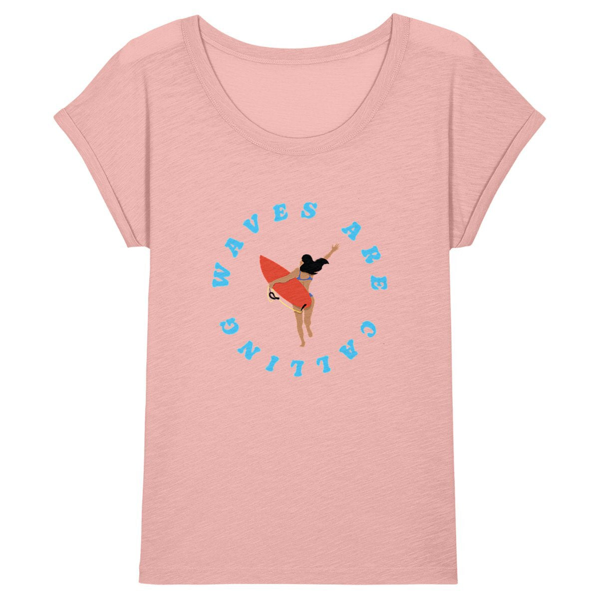 T-shirt Femme - Manches retrousées - 100% Coton BIO - Waves are calling