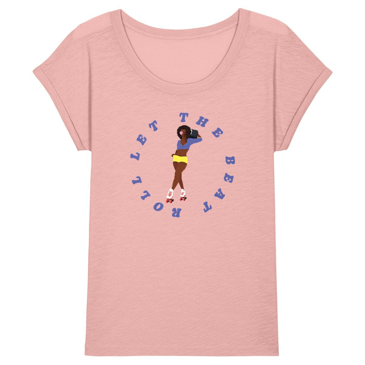 T-shirt Femme - Manches retroussées - 100% Coton BIO - Let the beat roll