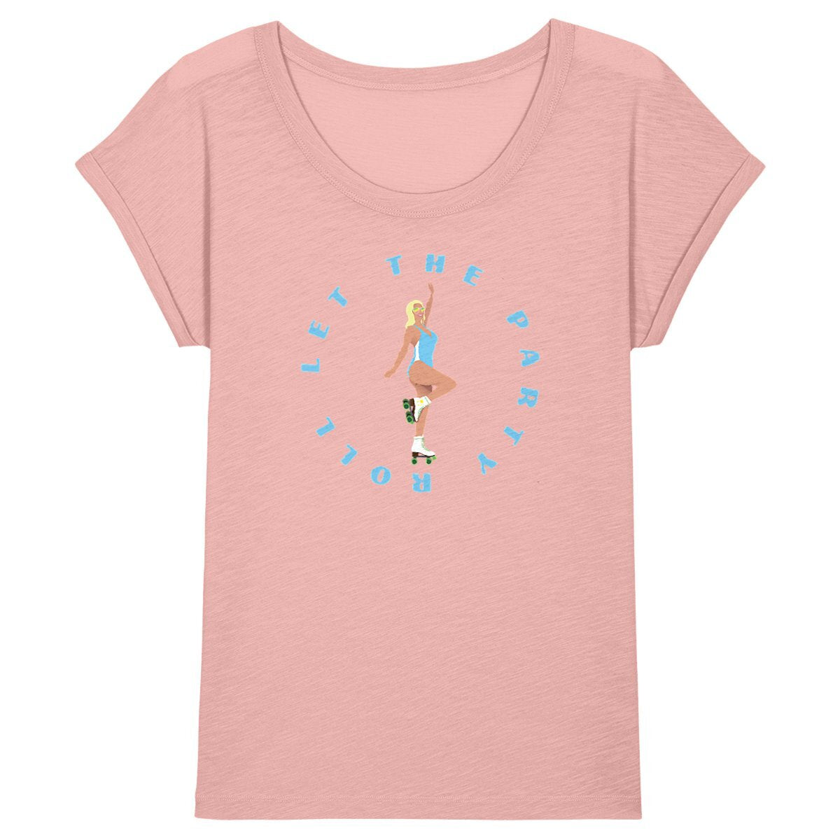 T-shirt Femme - Manches retroussées - 100% Coton BIO - Let the party roll