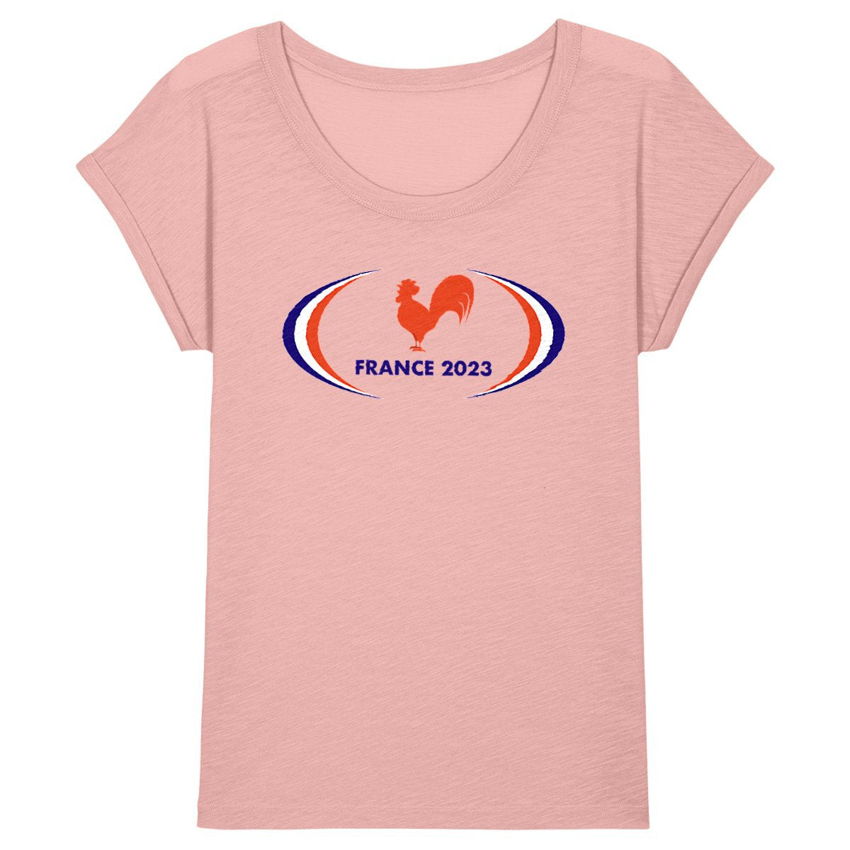 T-shirt Femme - Manches retroussées - 100% Coton BIO - France 2023