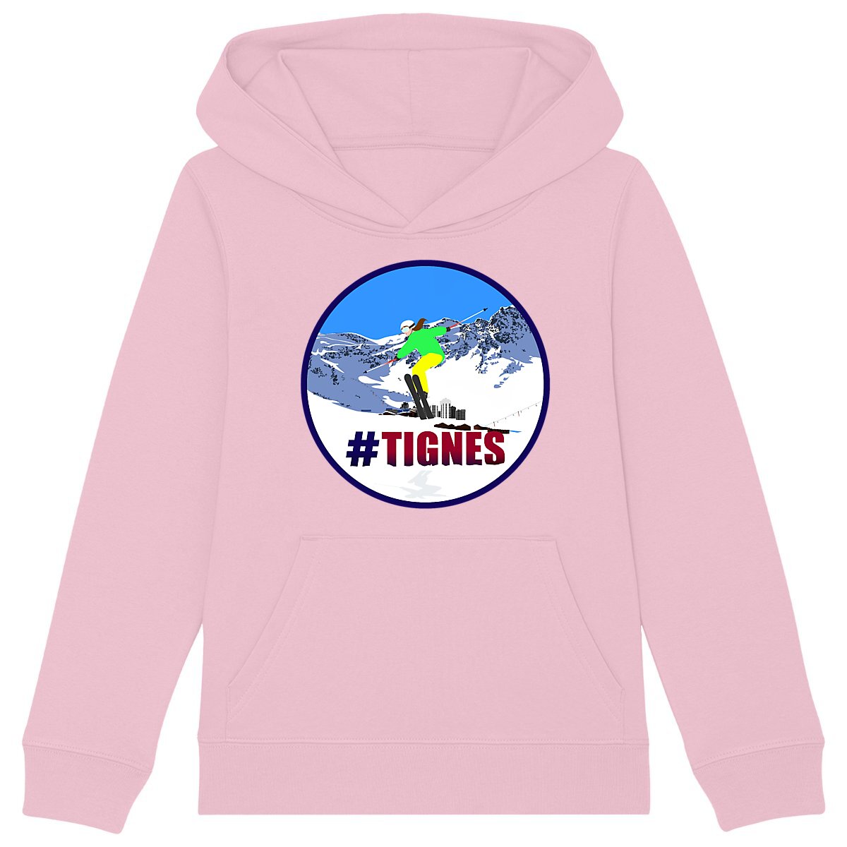 Sweatshirt à capuche Enfant - Fille - Coton BIO - Tignes Ski W