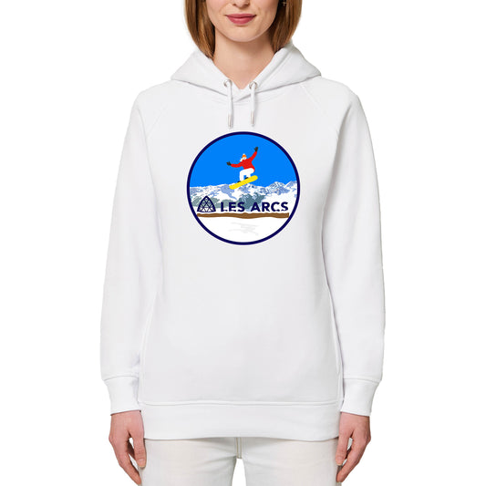 Sweatshirt à capuche Femme - Poches latérales - Coton BIO - Les Arcs Snow W