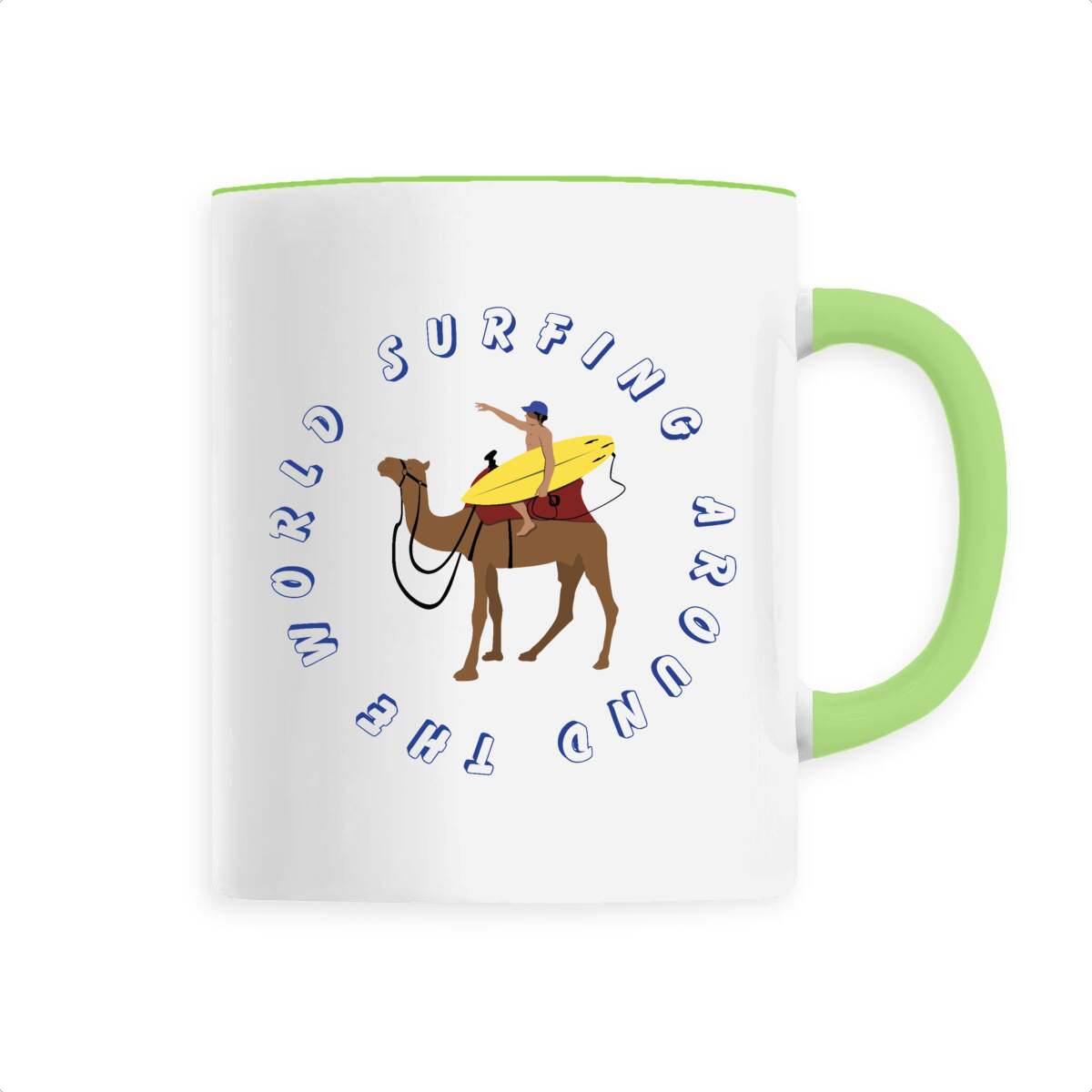 Mug céramique - Anse colorée - 330 ml - Surfing around the world