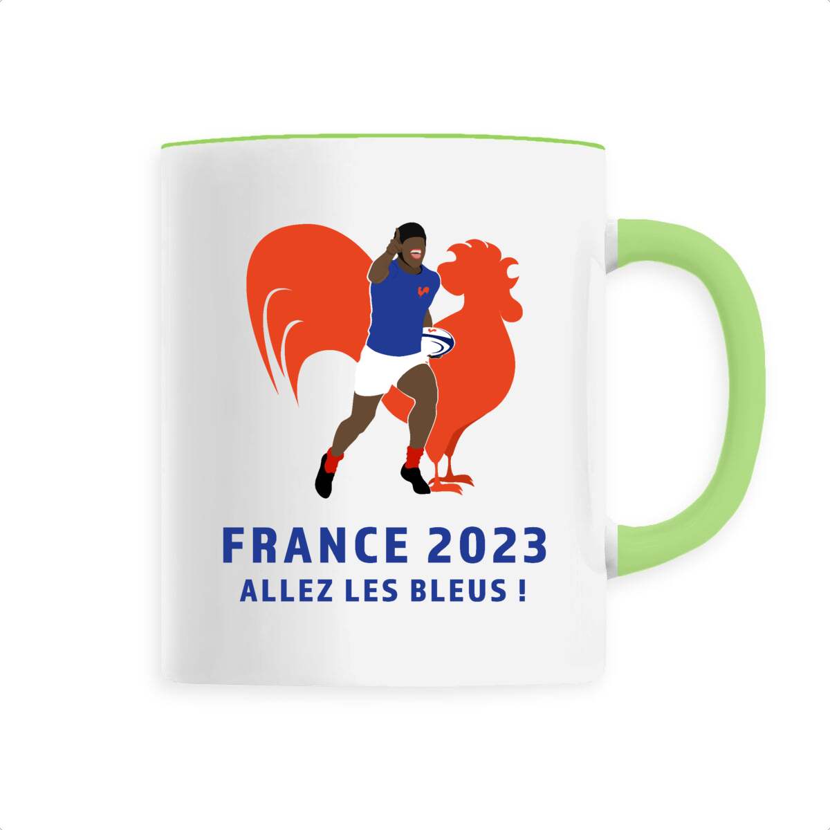 Mug céramique - Anse colorée - 330 ml - Allez les bleus