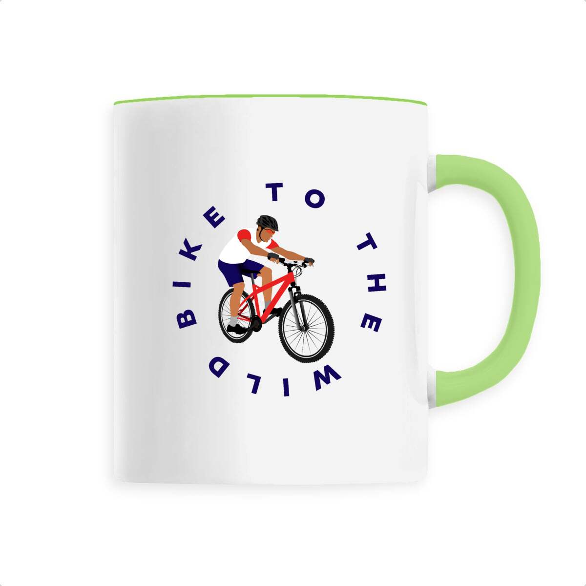 Mug céramique - Anse colorée - 330 ml - Vélo trail