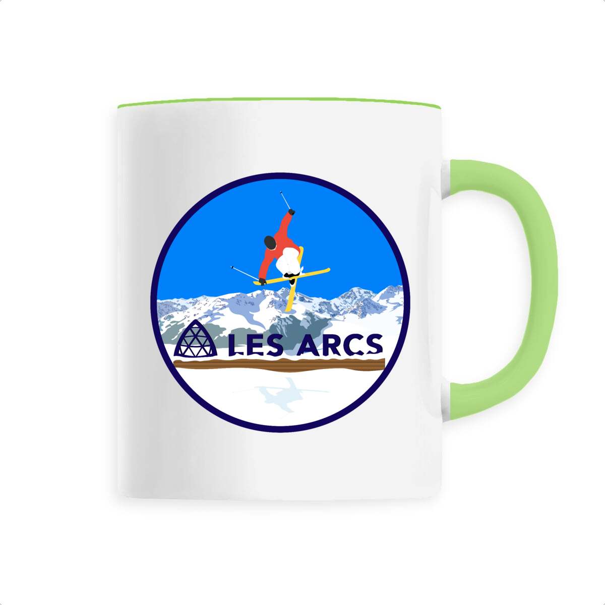 Mug céramique - Anse colorée - 330 ml - Les Arcs Ski H