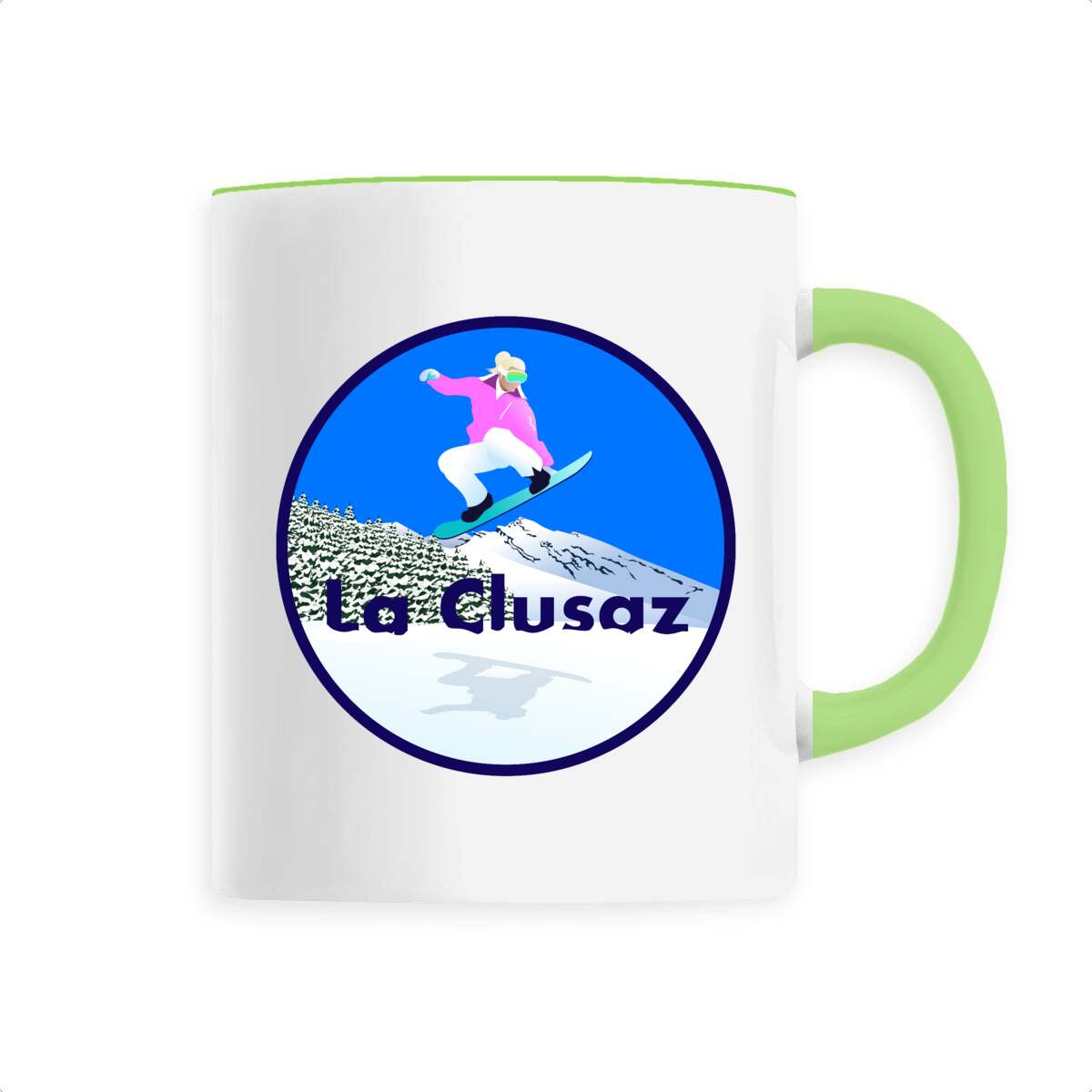 Mug céramique - Anse colorée - 330 ml - La Clusaz Snow W