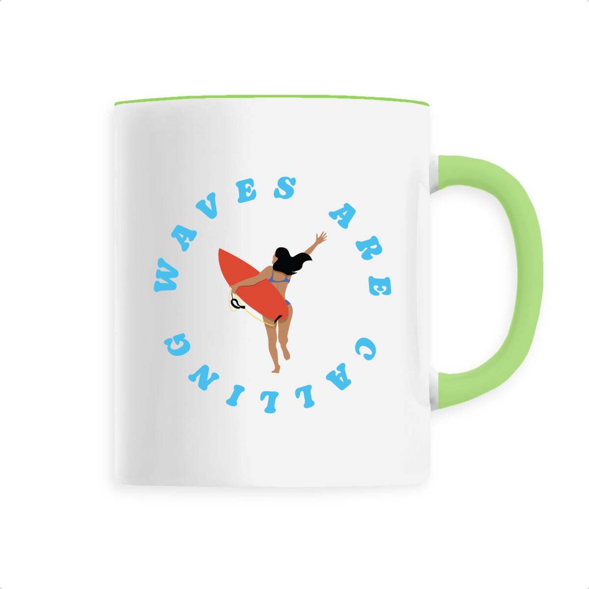 Mug céramique - Anse colorée - 330 ml - Waves are calling