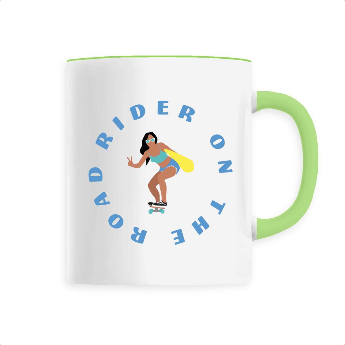 Mug céramique - Anse colorée - 330 ml - Rider on the road