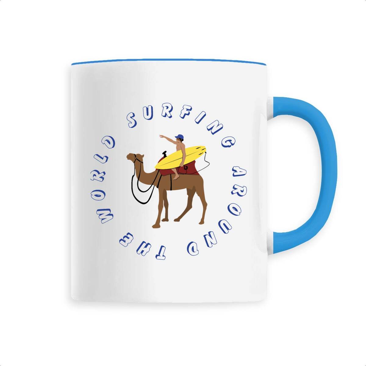 Mug céramique - Anse colorée - 330 ml - Surfing around the world
