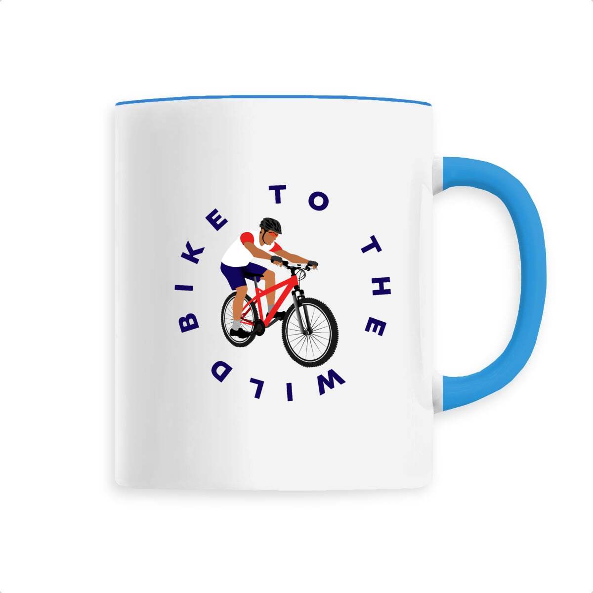 Mug céramique - Anse colorée - 330 ml - Vélo trail