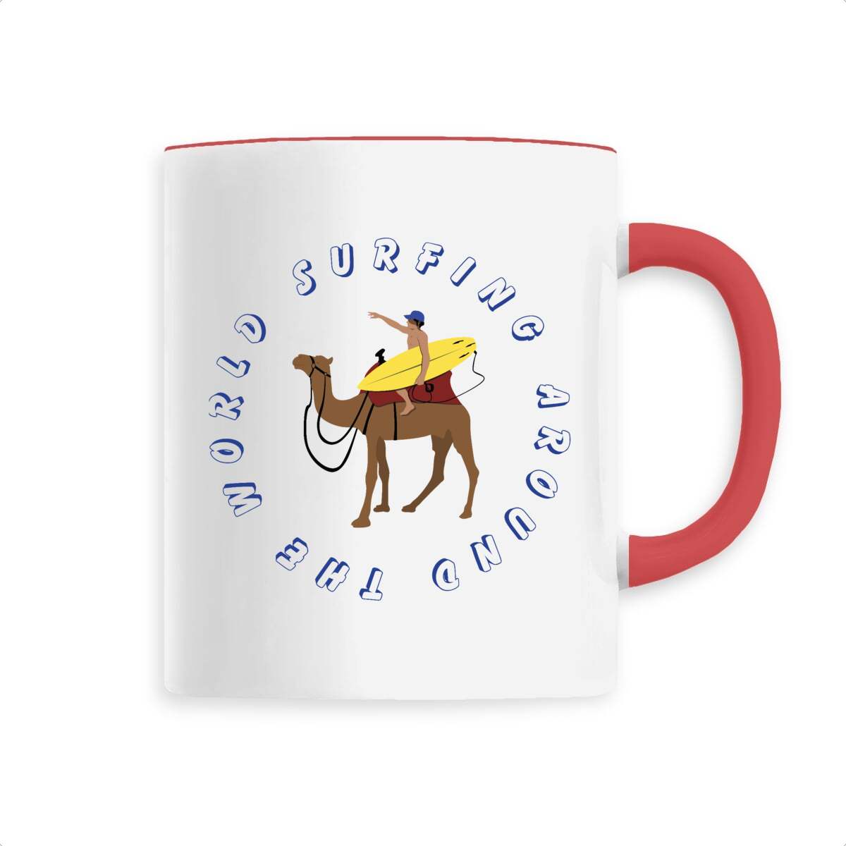 Mug céramique - Anse colorée - 330 ml - Surfing around the world