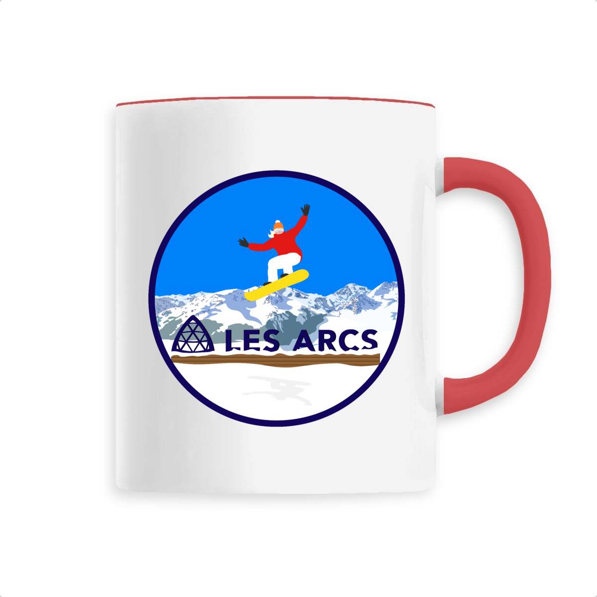 Mug céramique - Anse colorée - 330 ml - Les Arcs Snow W