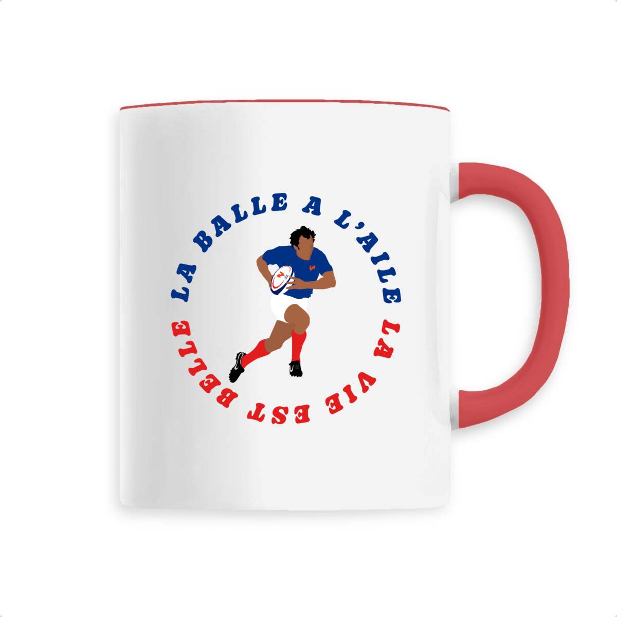 Mug céramique - Anse colorée - 330 ml - La balle à l'aile