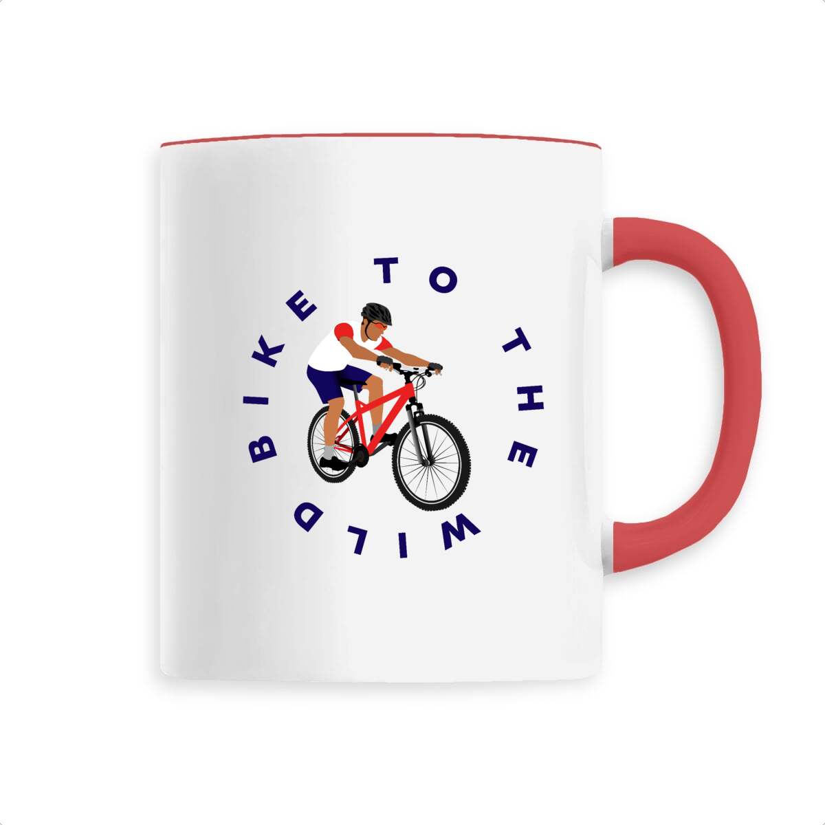 Mug céramique - Anse colorée - 330 ml - Vélo trail