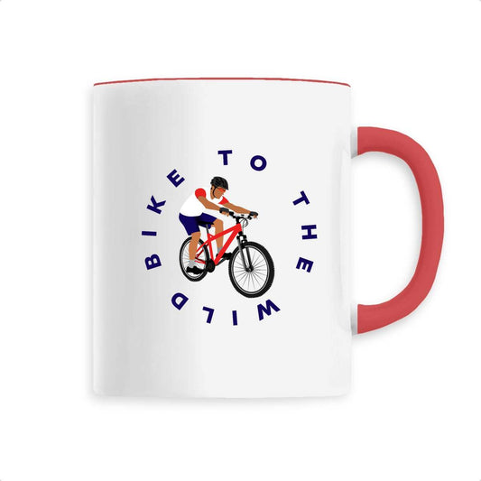 Mug céramique - Anse colorée - 330 ml - Vélo trail
