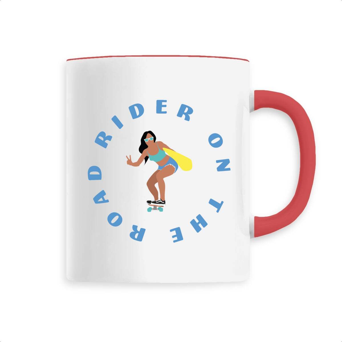 Mug céramique - Anse colorée - 330 ml - Rider on the road