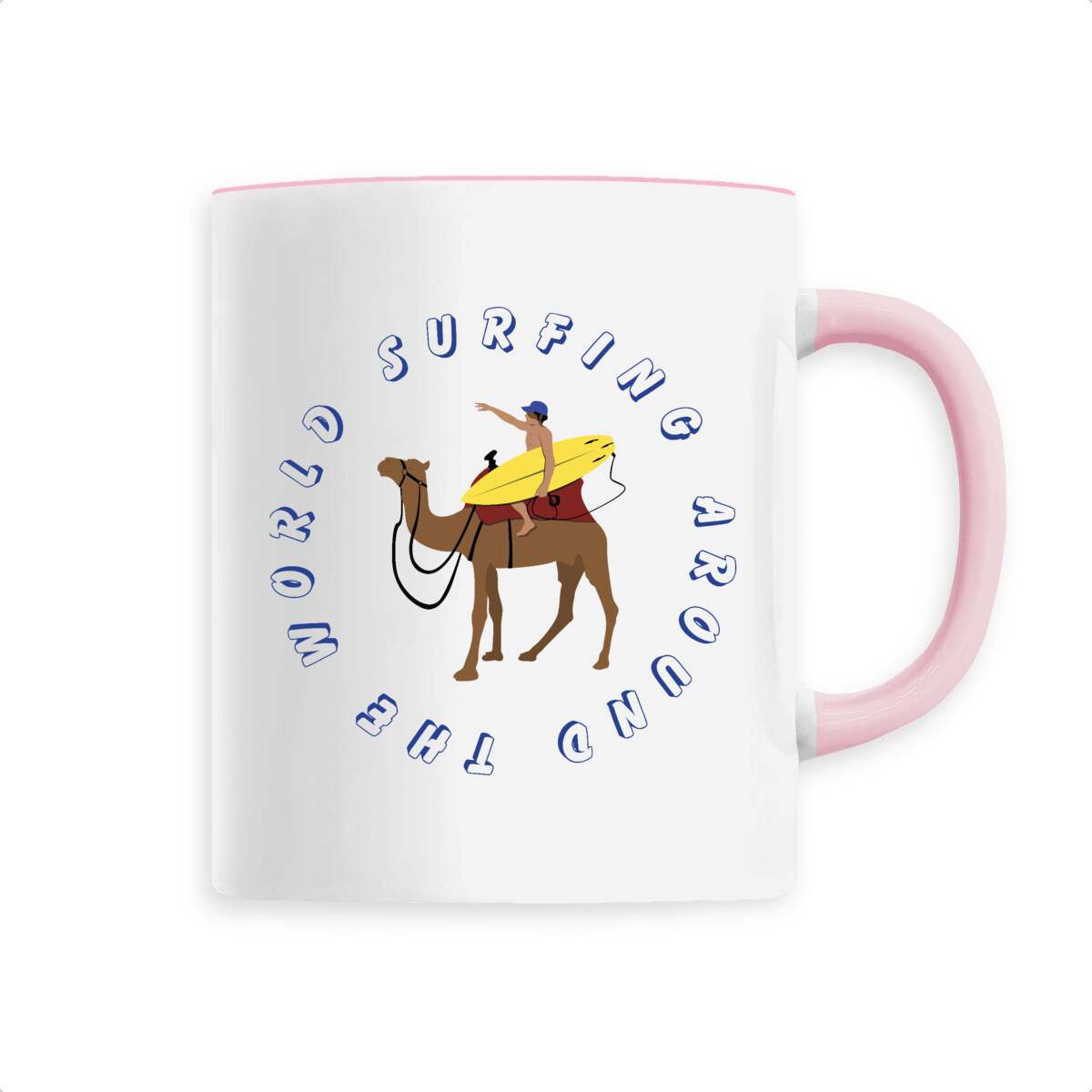 Mug céramique - Anse colorée - 330 ml - Surfing around the world