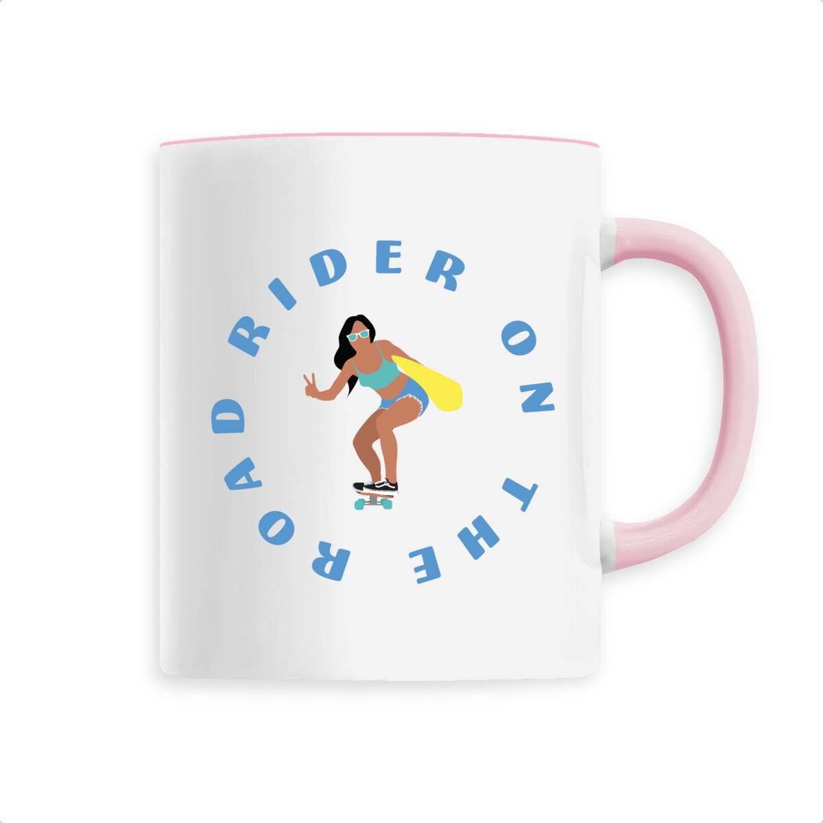Mug céramique - Anse colorée - 330 ml - Rider on the road