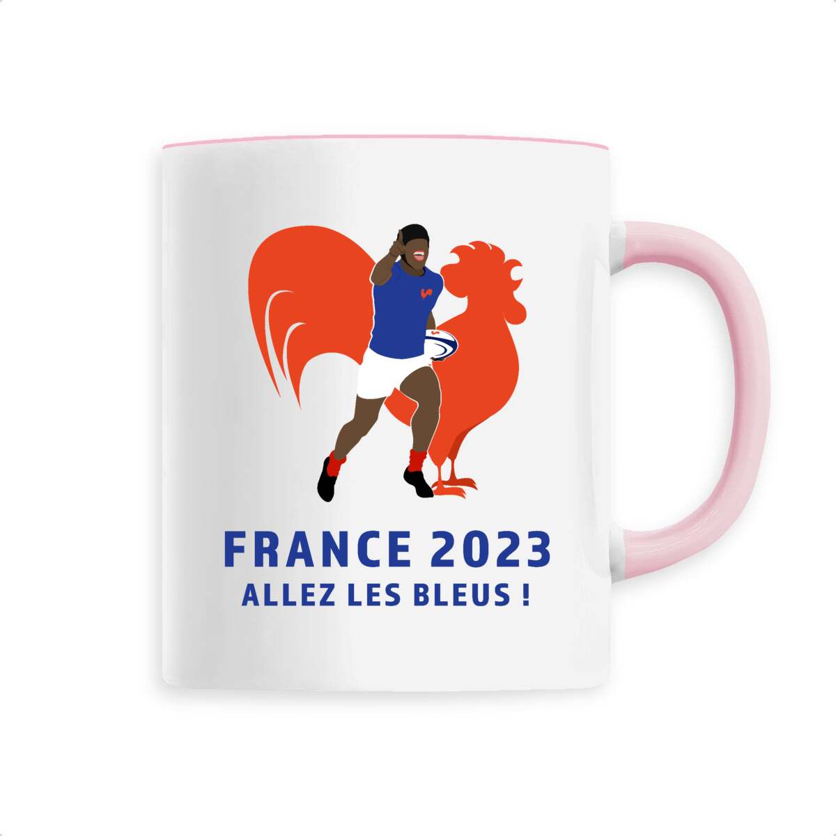 Mug céramique - Anse colorée - 330 ml - Allez les bleus