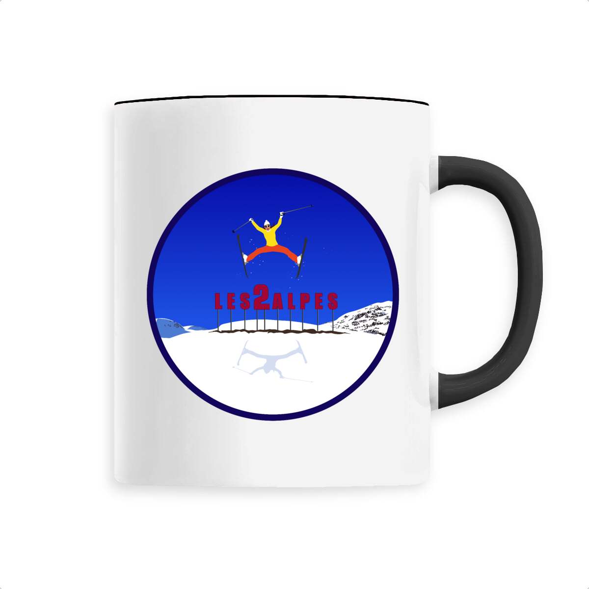 Mug céramique - Anse colorée - 330 ml - Les 2 Alpes Ski W