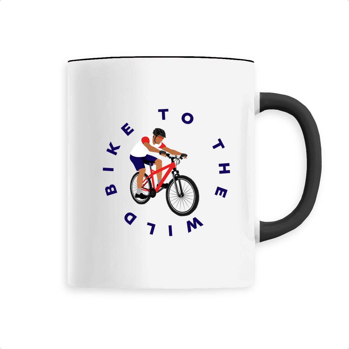 Mug céramique - Anse colorée - 330 ml - Vélo trail