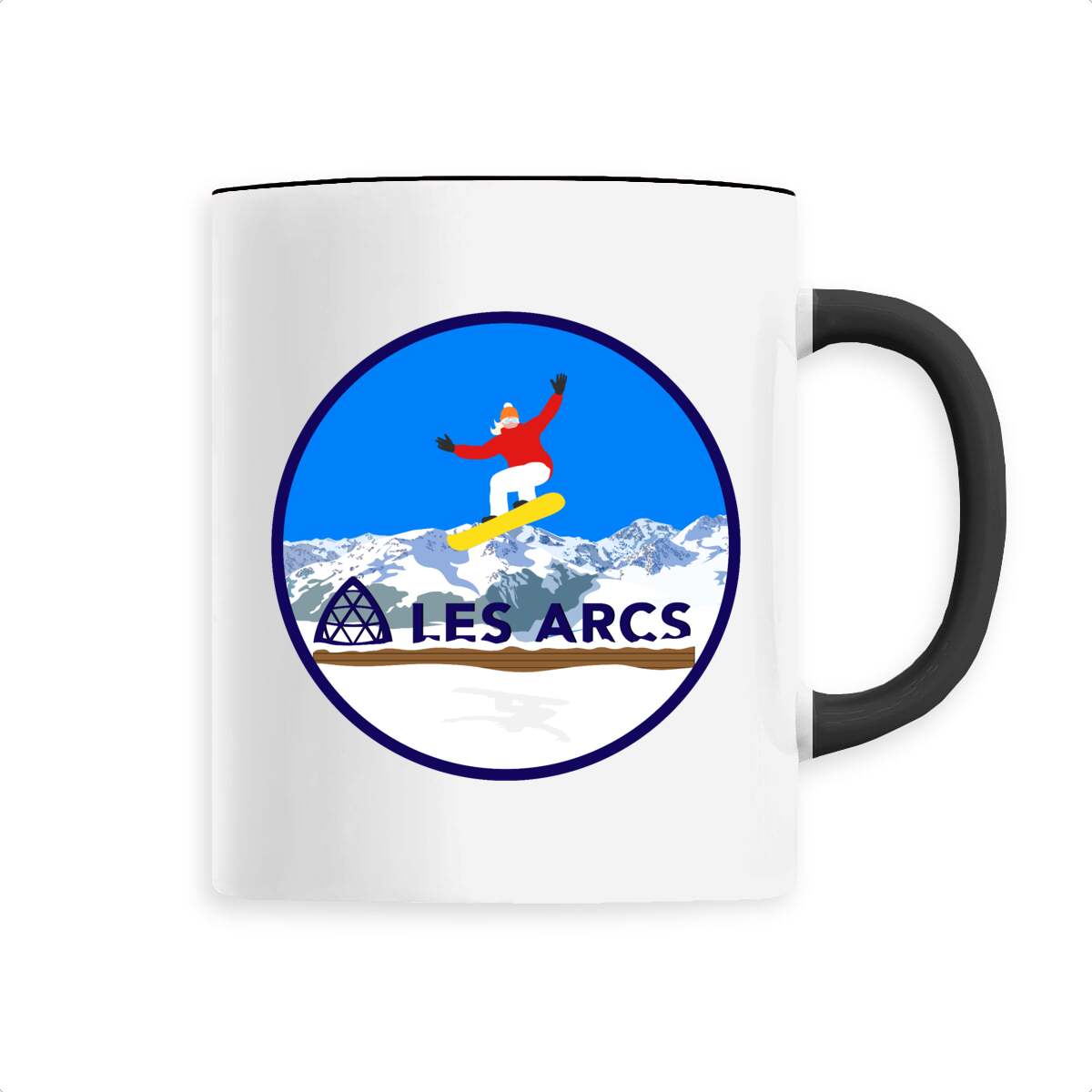 Mug céramique - Anse colorée - 330 ml - Les Arcs Snow W