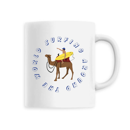 Mug céramique - Anse colorée - 330 ml - Surfing around the world