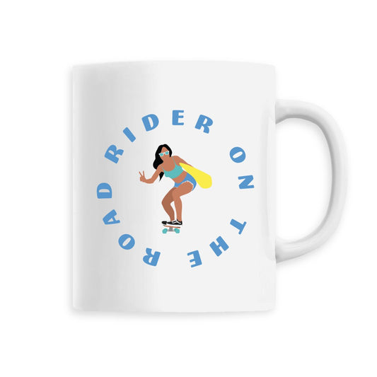 Mug céramique - Anse colorée - 330 ml - Rider on the road