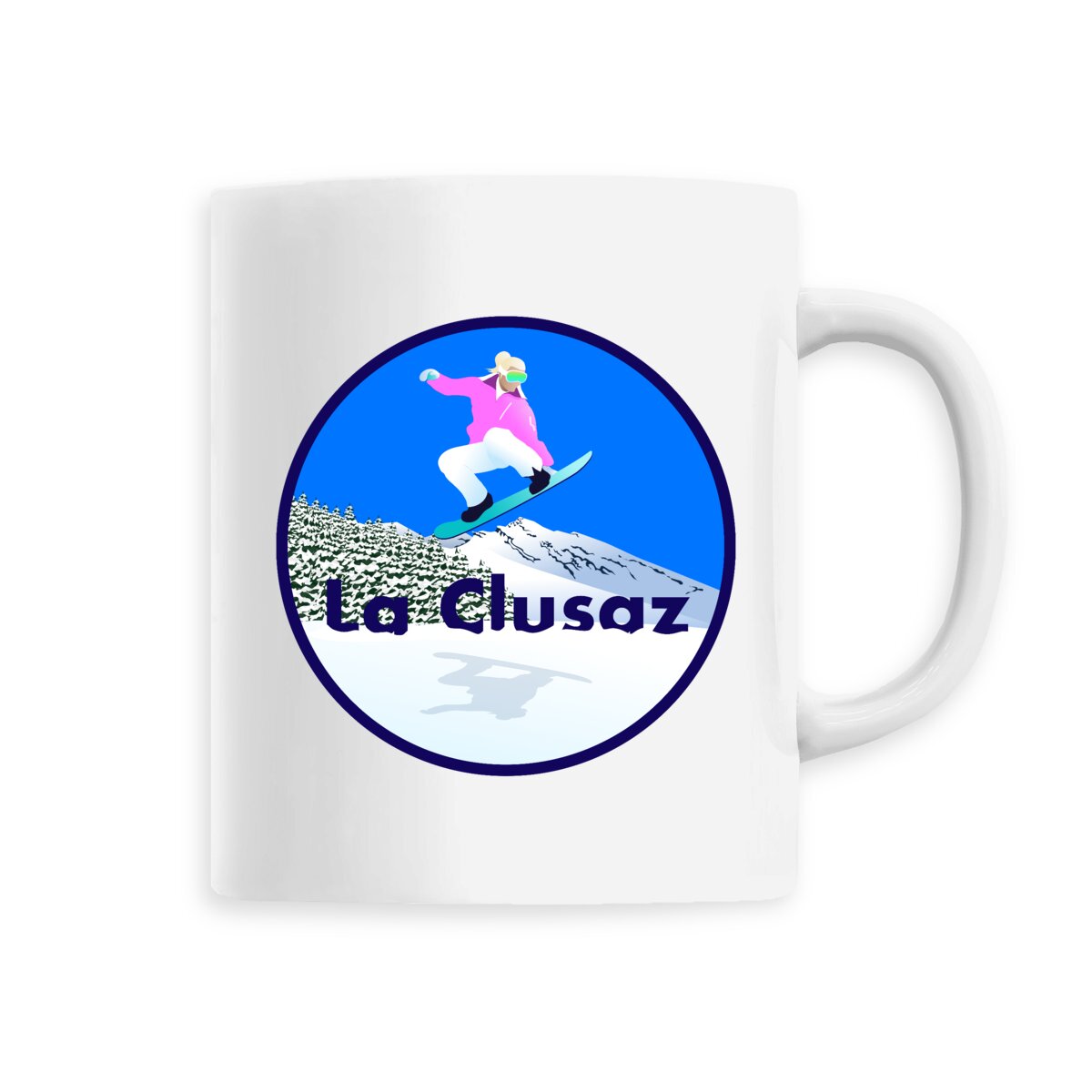 Mug céramique - Anse colorée - 330 ml - La Clusaz Snow W