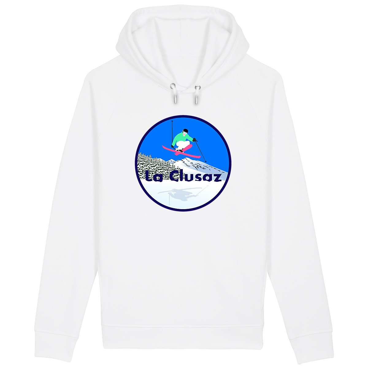 Sweatshirt à capuche Homme - Poches latérales - Coton BIO -  La Clusaz Ski H