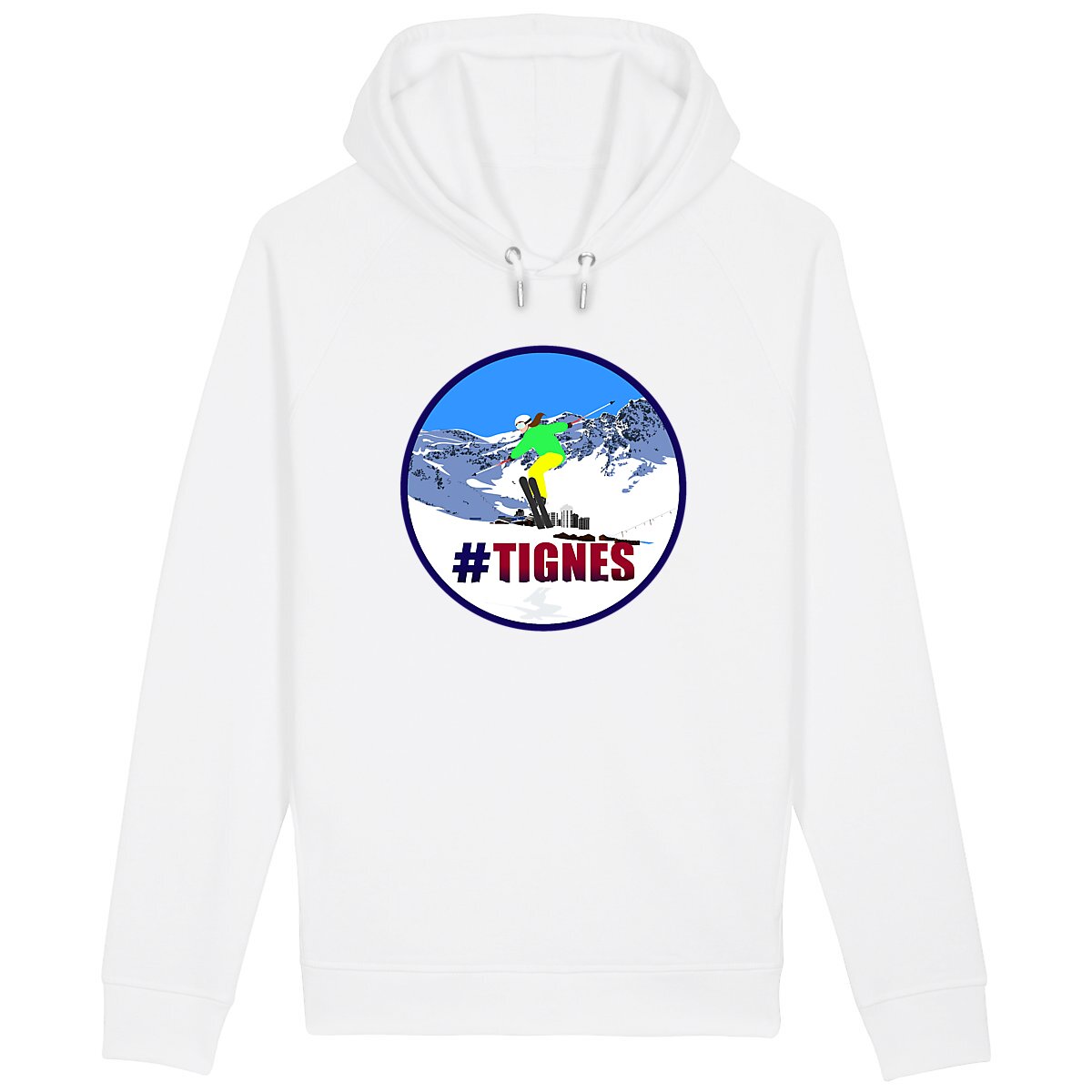 Sweatshirt à capuche Femme - Poches latérales - Coton BIO - Tignes Ski Femme